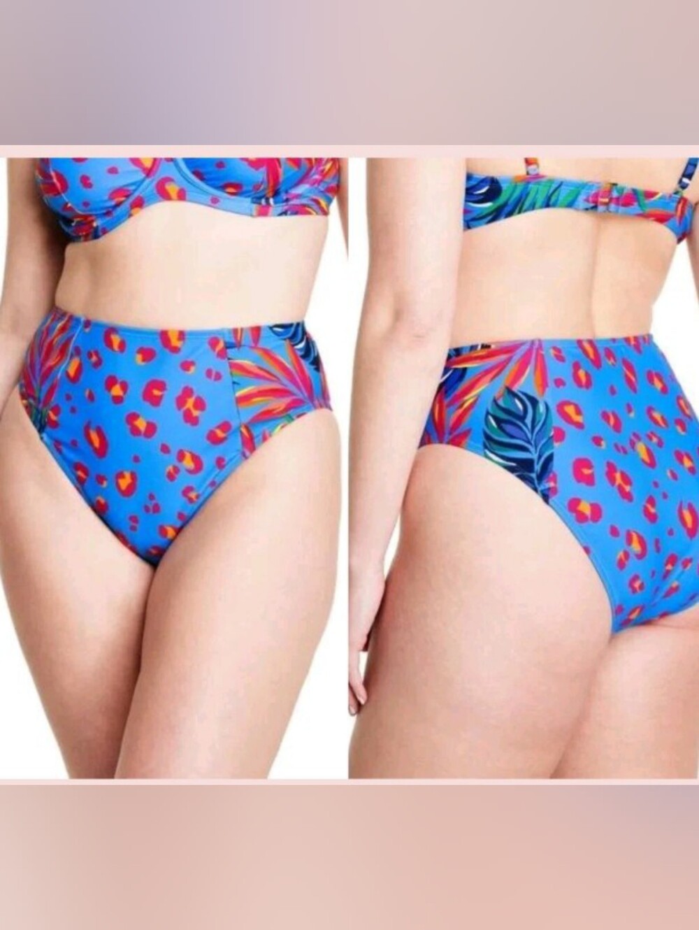 Tabitha Brown X Target Tropical Leopard Underwire Set Bikini Pink Blue Sz M